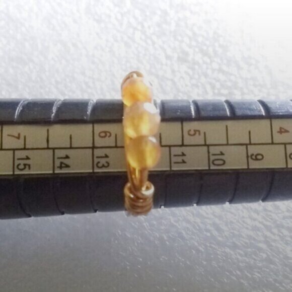 Apricot + Pale Tangerine Agate ~ Beaded Gemstone Rings - Handmade Sz 5.75 + 6 - Picture 8 of 8